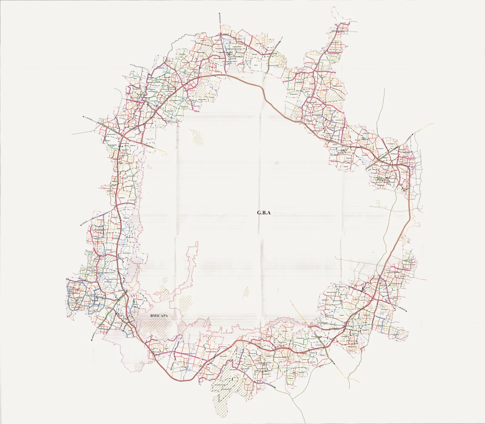 Preview of the BDA draft road grid drawn as a ring of proposed roads around the GBA area